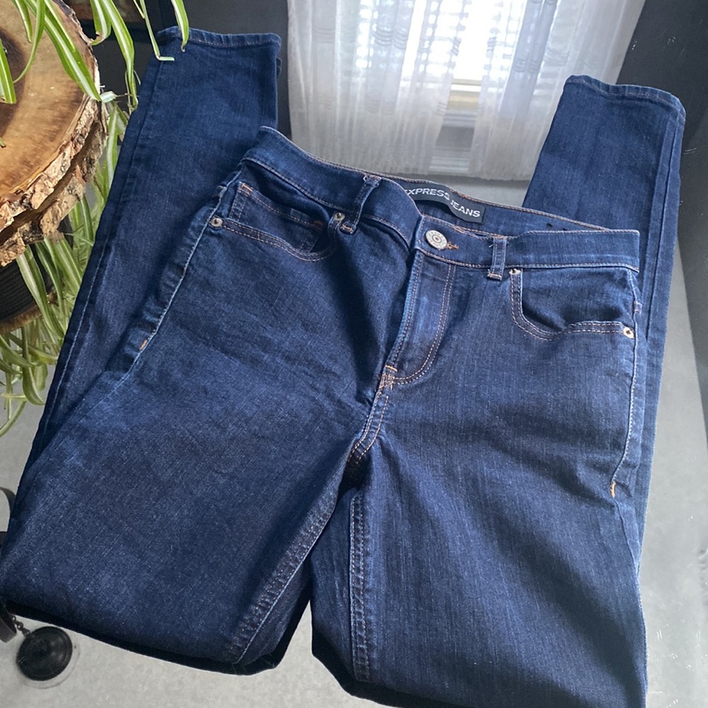 Express High Rise Denim Leggings, size 4R